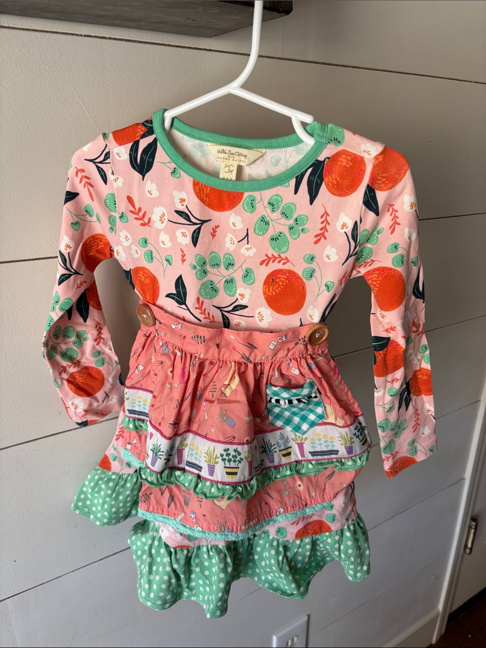 Matilda Jane Pink, Orange & Green Tiered Fruit Print Dress